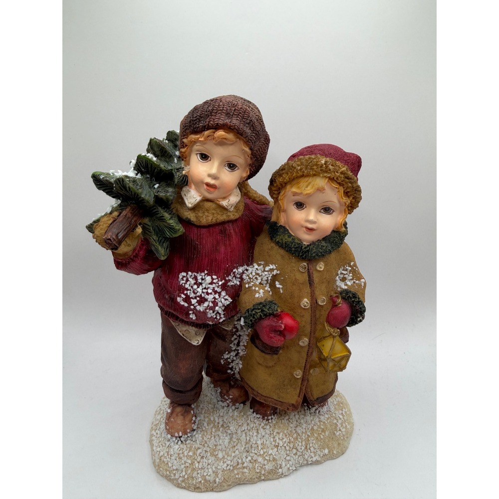 Home Interiors The Little Christmas Tree Figurine Children Winter Scene 56043-03